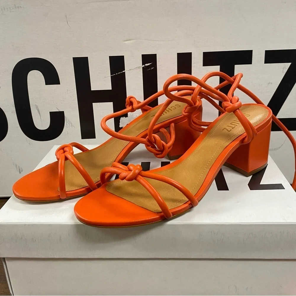 Schutz Orange Nicky Mid Nappa Sandal